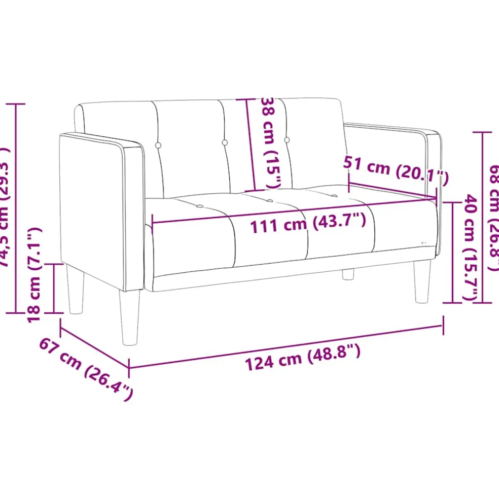 vidaXL Loveseat bank crème 111 cm fluweel