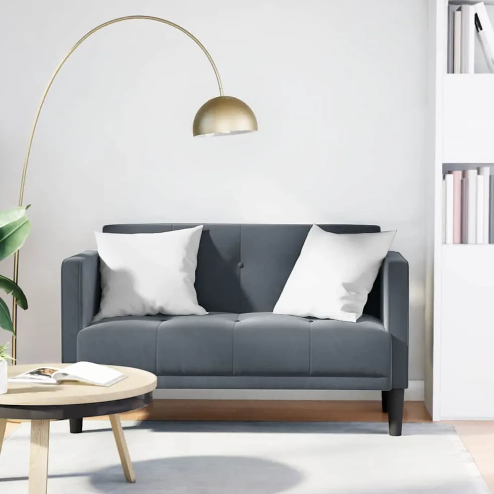 vidaXL Loveseat bank donkergrijs 111 cm fluweel