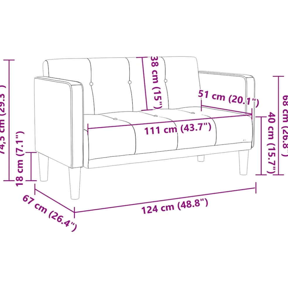 vidaXL Loveseat bank donkergrijs 111 cm fluweel