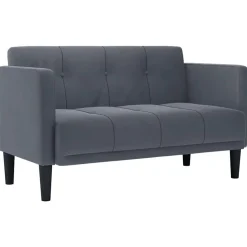 vidaXL Loveseat bank donkergrijs 111 cm fluweel