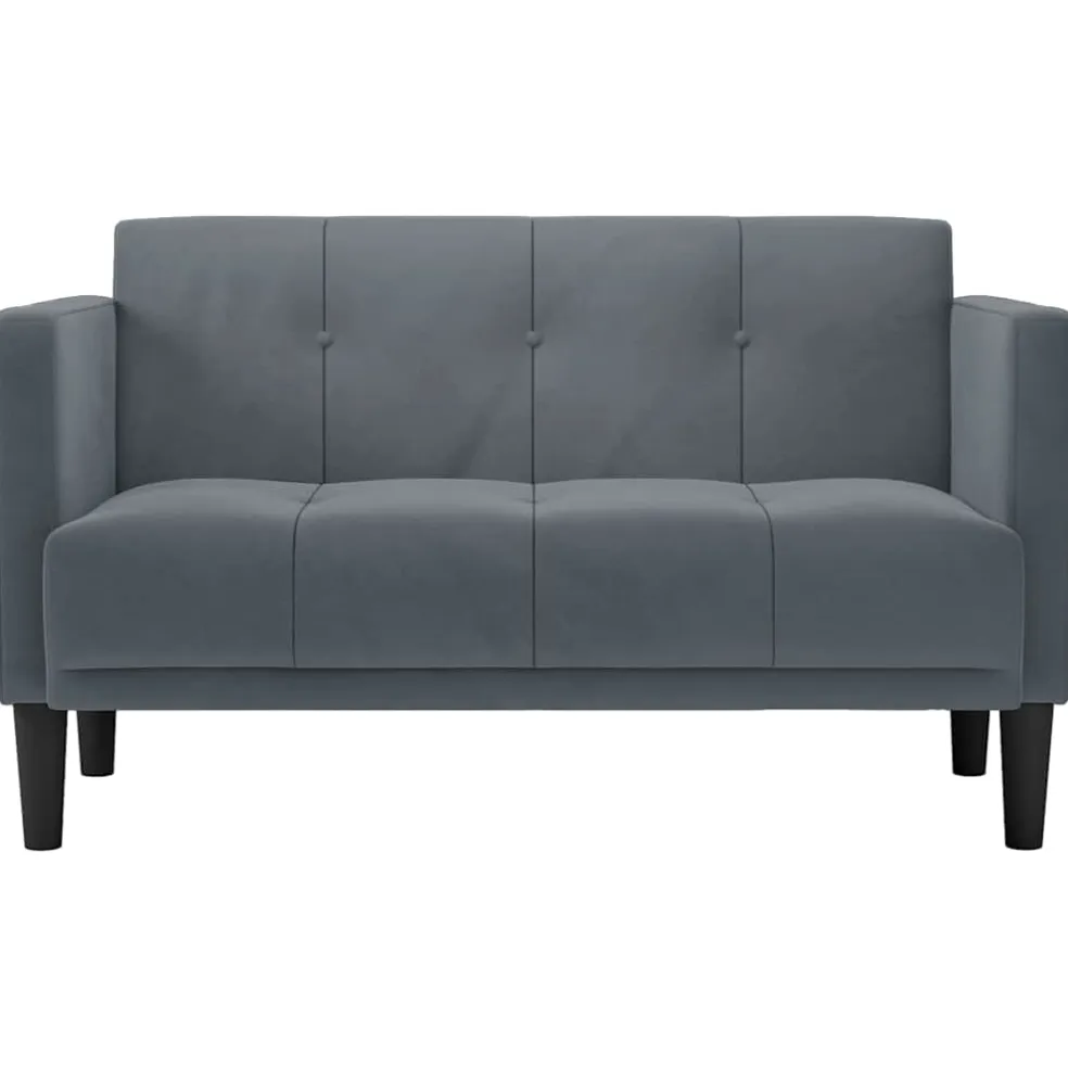 vidaXL Loveseat bank donkergrijs 111 cm fluweel