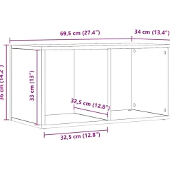 vidaXL LP Opbergbox 69,5x34x36 cm bewerkt hout artisanaal eikenkleurig
