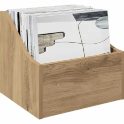 vidaXL LP Recorddoos Artisanaal eiken 37 x 33 x 32 cm Bewerkt hout