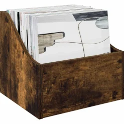 vidaXL LP Recorddoos Gerookt eiken 37 x 33 x 32 cm Bewerkt hout