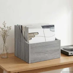 vidaXL LP Recorddoos Grijs Sonoma 37 x 33 x 32 cm Bewerkt hout