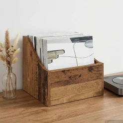 vidaXL LP Recorddoos Oud hout 37 x 33 x 32 cm Bewerkt hout