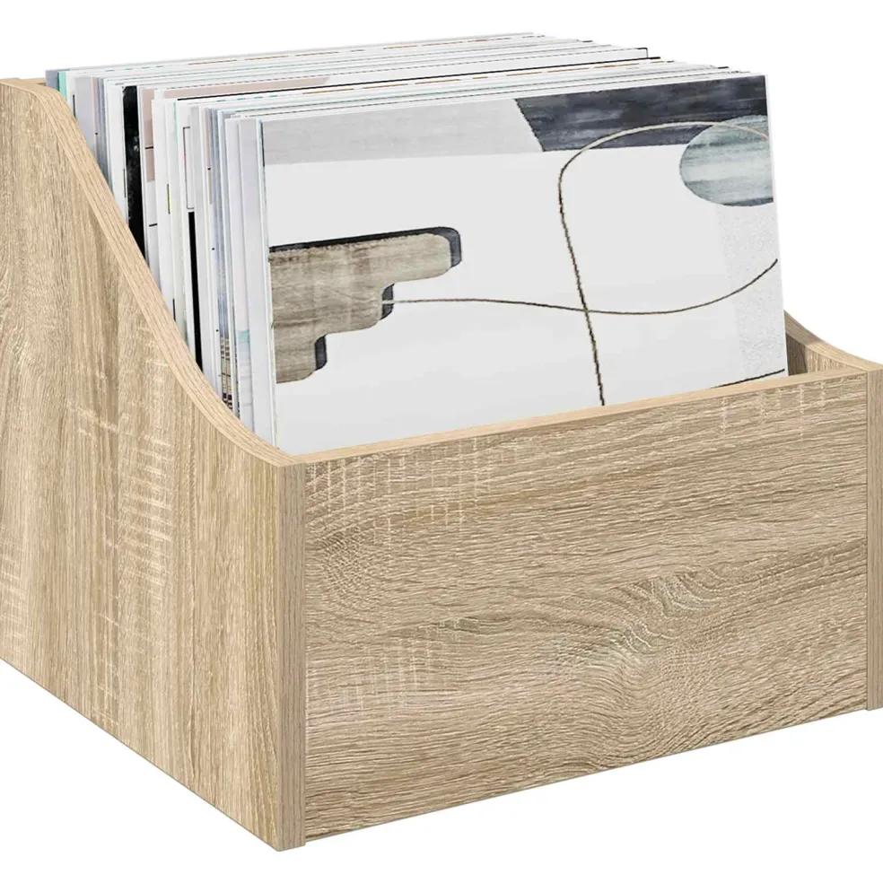 vidaXL LP Recorddoos Sonoma Eiken 37 x 33 x 32 cm Bewerkt hout