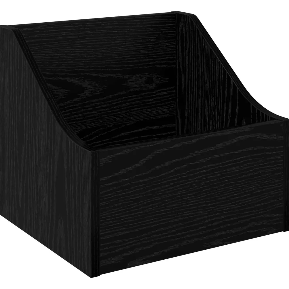 vidaXL LP Recorddoos Zwart eiken 37 x 33 x 32 cm Bewerkt hout