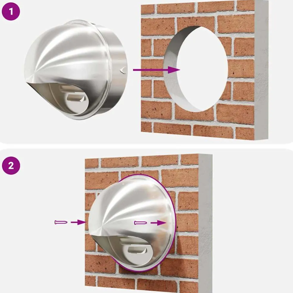 vidaXL Luchtventilatie roosters 2 st zilver 200 mm Roestvrij staal