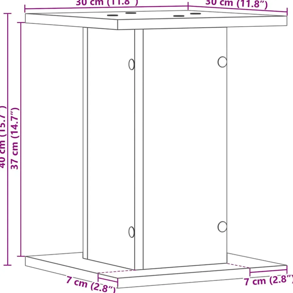 vidaXL Luidspreker standaards 2 st Zwart Eiken 30 x 30 x 40 cm