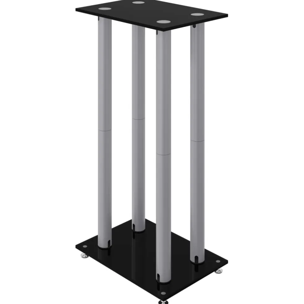 vidaXL Luidsprekerstandaards 2 st 4 pijlers gehard glas zwart zilver