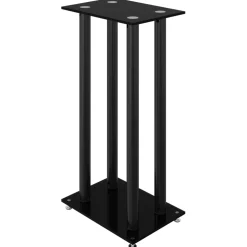 vidaXL Luidsprekerstandaards 2 st 4 pijlers gehard glas zwart