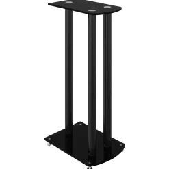 vidaXL Luidsprekerstandaards 2 st 3 pijlers gehard glas zwart