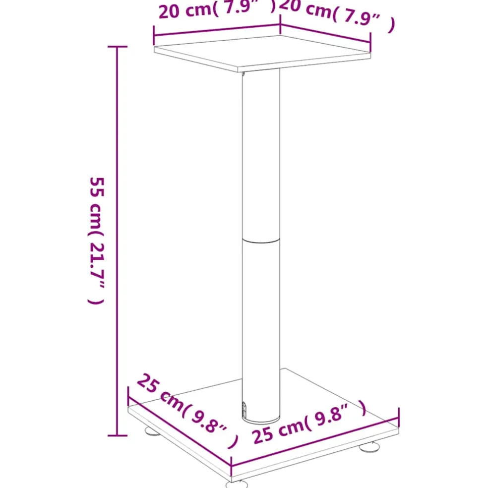 vidaXL Luidsprekerstandaards 2 st 1 pijler gehard glas zwart