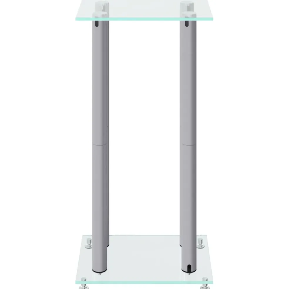 vidaXL Luidsprekerstandaards 2 st 4 pijlers gehard glas zilverkleurig