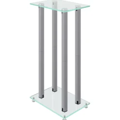 vidaXL Luidsprekerstandaards 2 st 4 pijlers gehard glas zilverkleurig