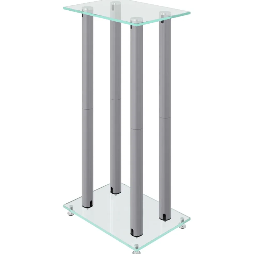 vidaXL Luidsprekerstandaards 2 st 4 pijlers gehard glas zilverkleurig