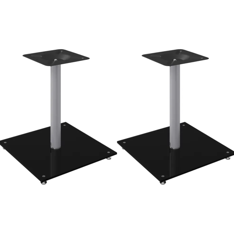 vidaXL Luidsprekerstandaards 2 st 1 pijler gehard glas zwart en zilver