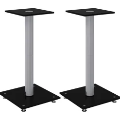 vidaXL Luidsprekerstandaards 2 st 1 pijler gehard glas zwart en zilver