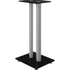 vidaXL Luidsprekerstandaards 2 st 2 pijlers gehard glas zwart zilver