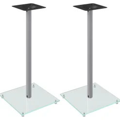 vidaXL Luidsprekerstandaards 2 st 1 pijler gehard glas zilverkleurig