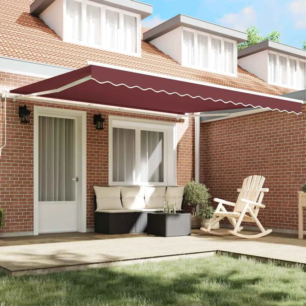 vidaXL Luifel automatisch uittrekbaar 400x300 cm bordeauxrood
