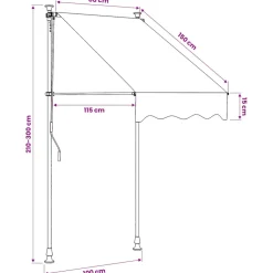 vidaXL Luifel uittrekbaar 100x150 cm stof en staal antracietkleurig