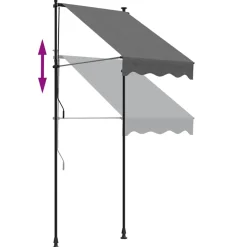 vidaXL Luifel uittrekbaar 100x150 cm stof en staal antracietkleurig