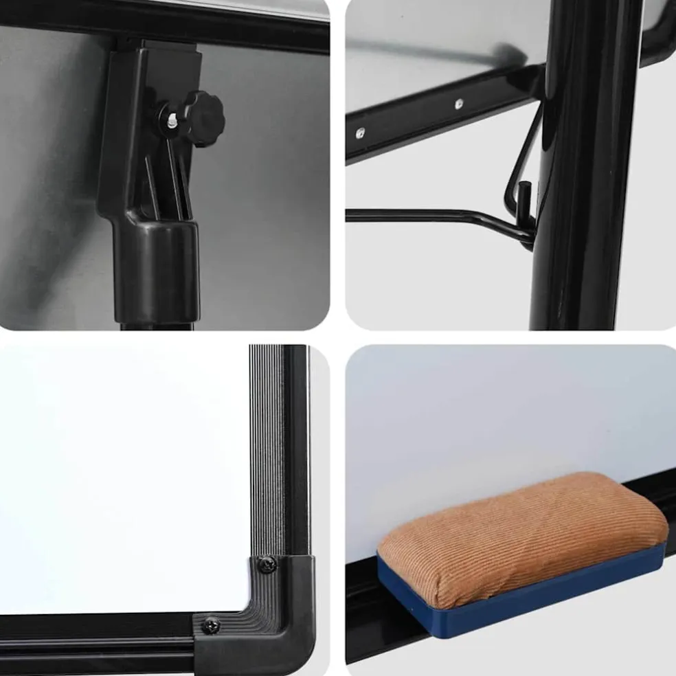 vidaXL Magnetisch whiteboard Zwart en Wit 62 x 62,5 x 197 cm EPS