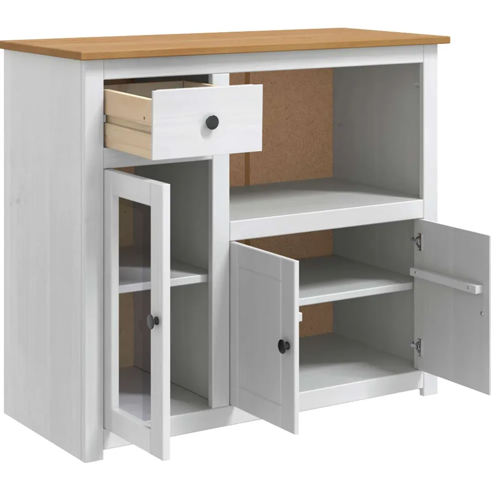 VidaXL Magnetron Dressoir PANAMA Wit en Honing Was 99.5 x 44 x 86.5 cm
