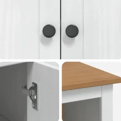 VidaXL Magnetron Dressoir PANAMA Wit en Honing Was 99.5 x 44 x 86.5 cm