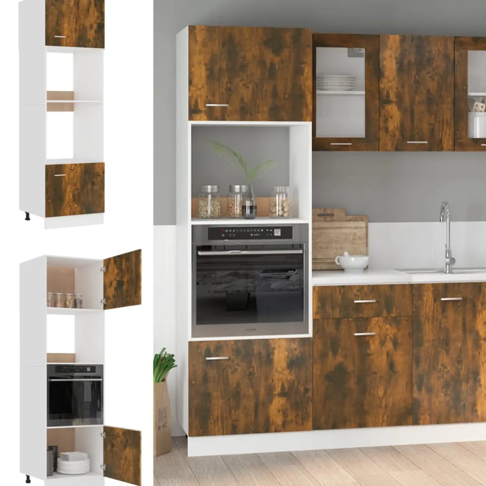 vidaXL Magnetronkast Lyon 60x57x207 cm bewerkt hout gerookt eiken