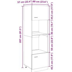 vidaXL Magnetronkast Lyon 60x57x207 cm bewerkt hout sonoma eikenkleurig