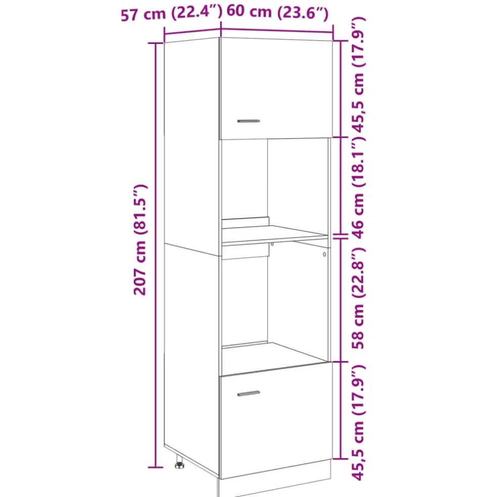 vidaXL Magnetronkast Lyon 60x57x207 cm bewerkt hout sonoma eikenkleurig