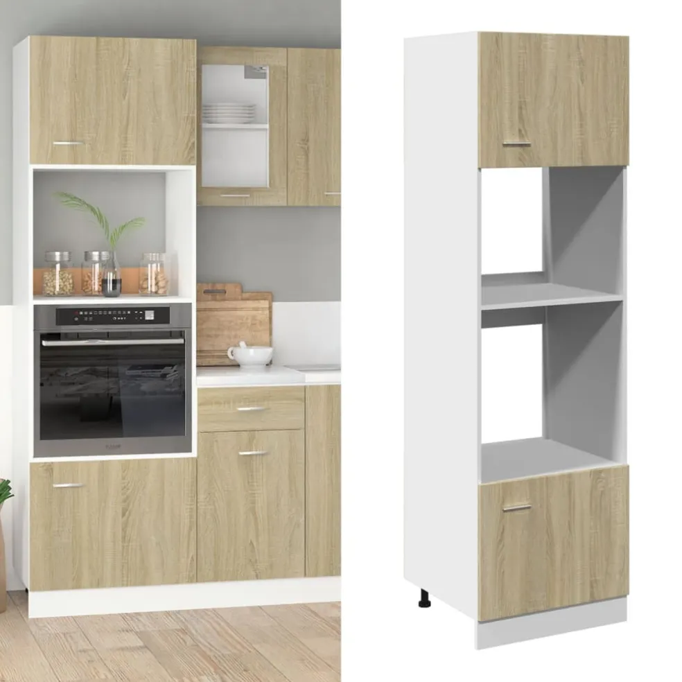 vidaXL Magnetronkast Lyon 60x57x207 cm bewerkt hout sonoma eikenkleurig