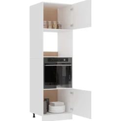 vidaXL Magnetronkast Lyon 60x57x207 cm bewerkt hout wit
