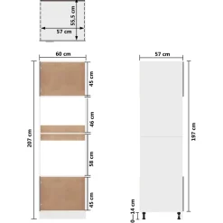 vidaXL Magnetronkast Lyon 60x57x207 cm bewerkt hout wit