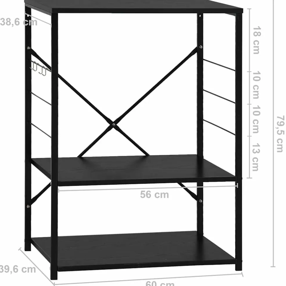 vidaXL Magnetronkast 60x39,6x79,5 cm bewerkt hout zwart