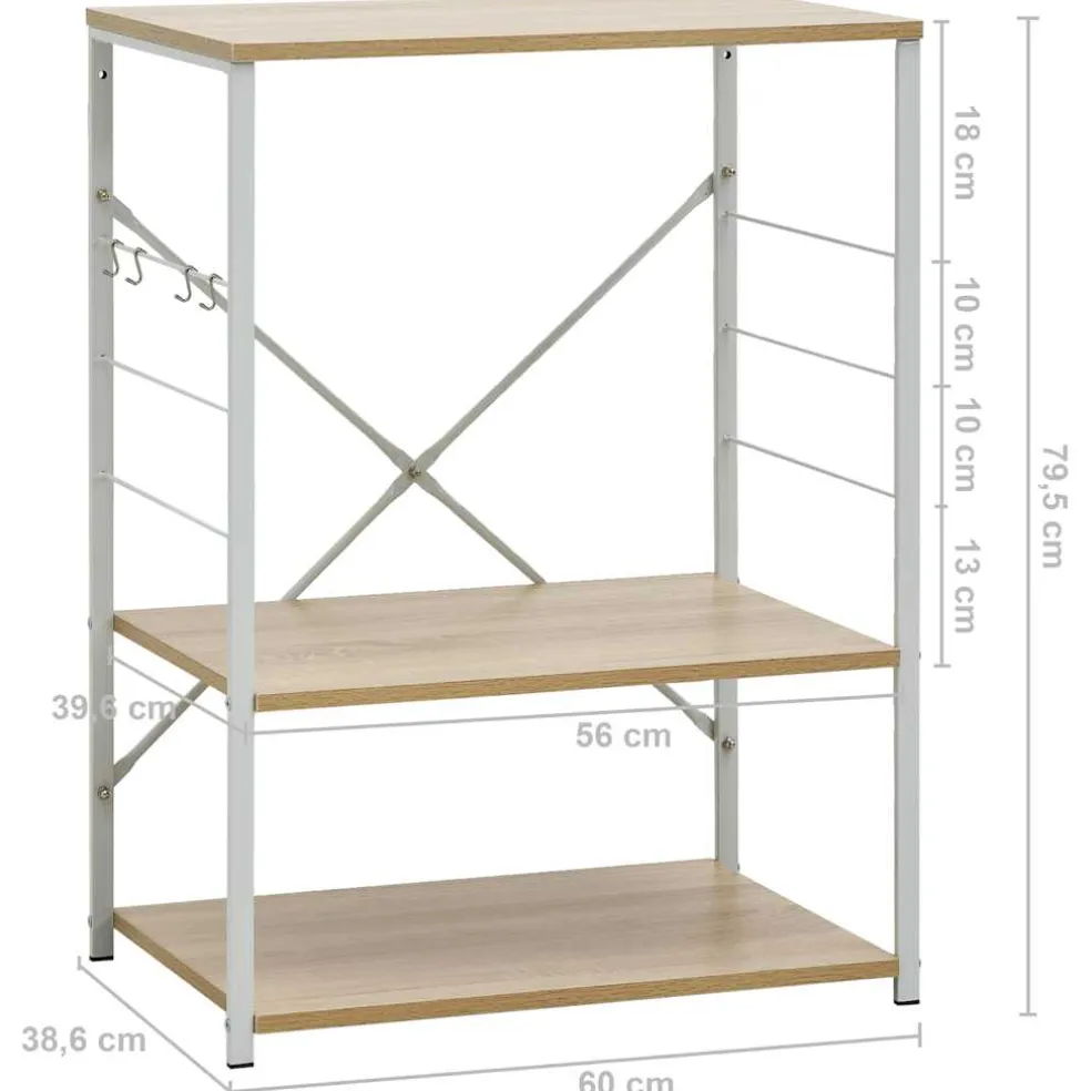 vidaXL Magnetronkast 60x39,6x79,5 cm bewerkt hout wit en eikenkleurig