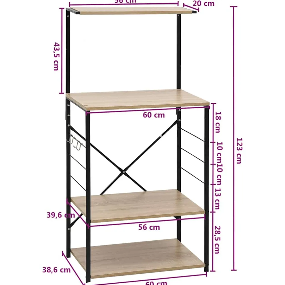 vidaXL Magnetronkast 60x39,6x123 cm bewerkt hout zwart en eikenkleurig