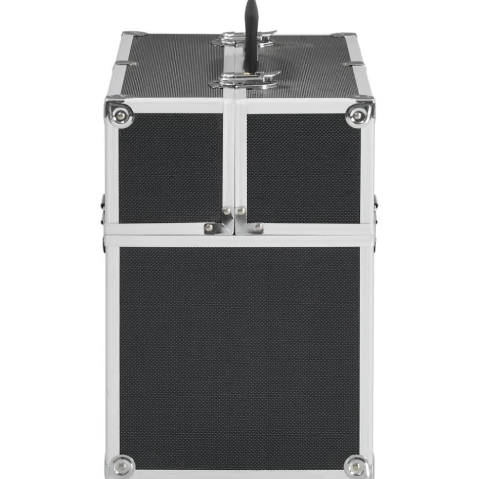 vidaXL Make-up koffer 38x23x34 cm aluminium zwart