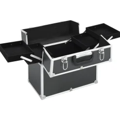 vidaXL Make-up koffer 38x23x34 cm aluminium zwart