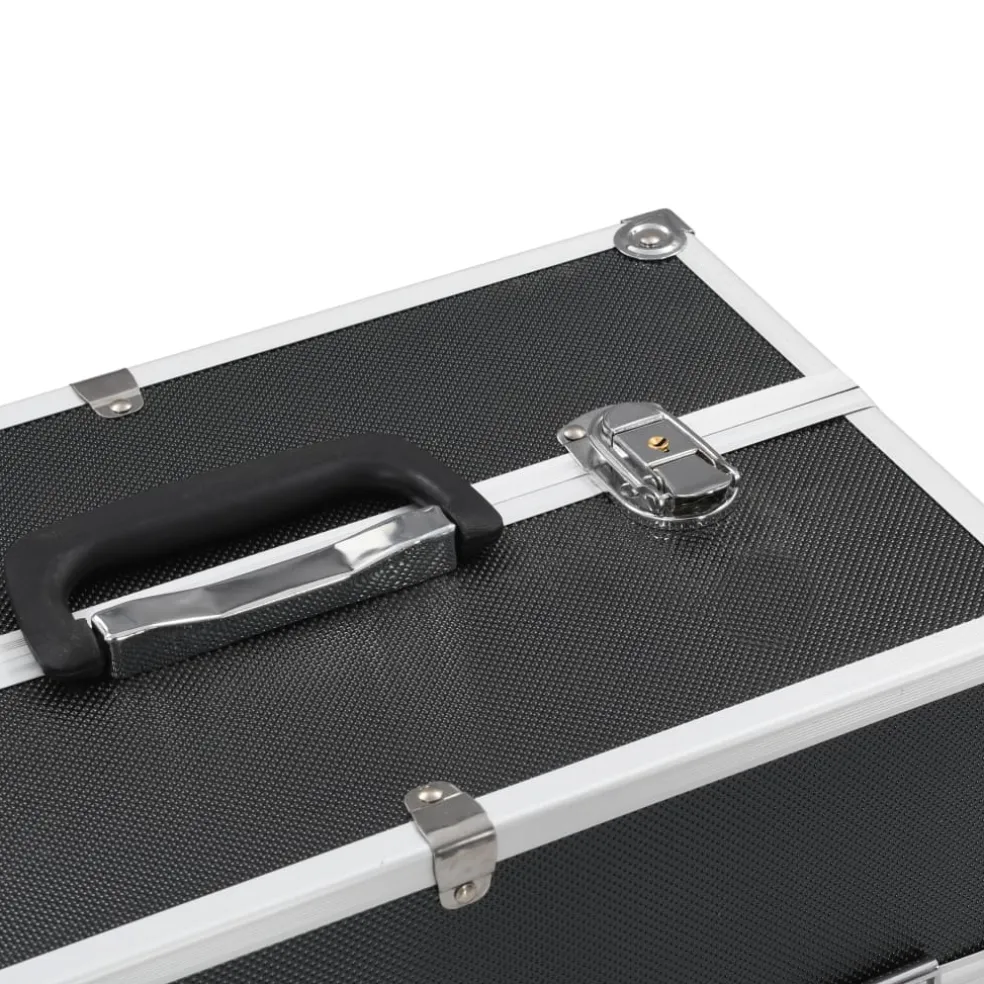 vidaXL Make-up koffer 38x23x34 cm aluminium zwart