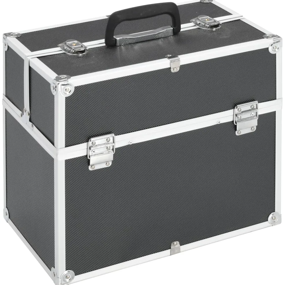 vidaXL Make-up koffer 38x23x34 cm aluminium zwart