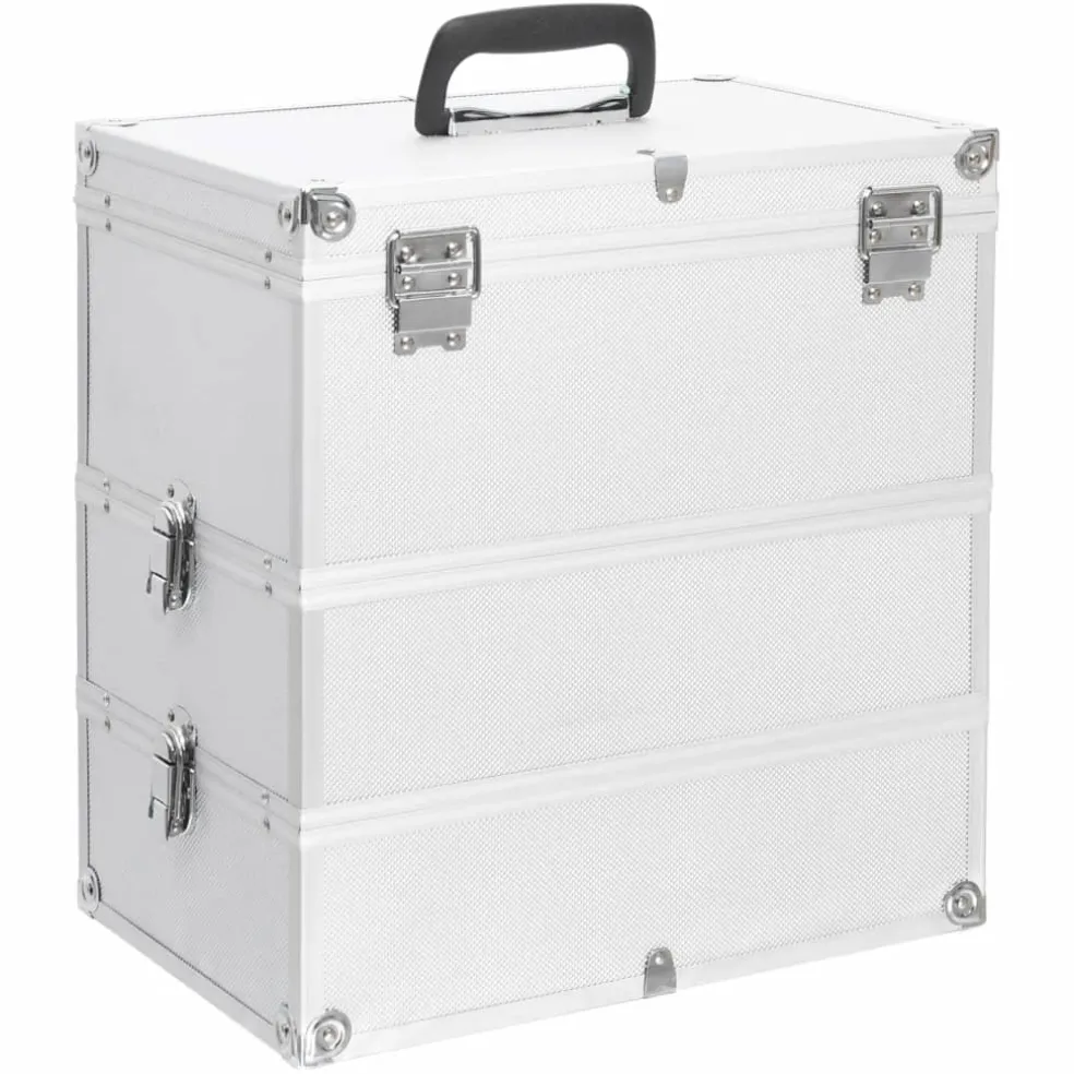 vidaXL Make-up koffer 22x30x21 cm aluminium roze