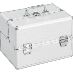 vidaXL Make-up koffer 22x30x21 cm aluminium zilverkleurig