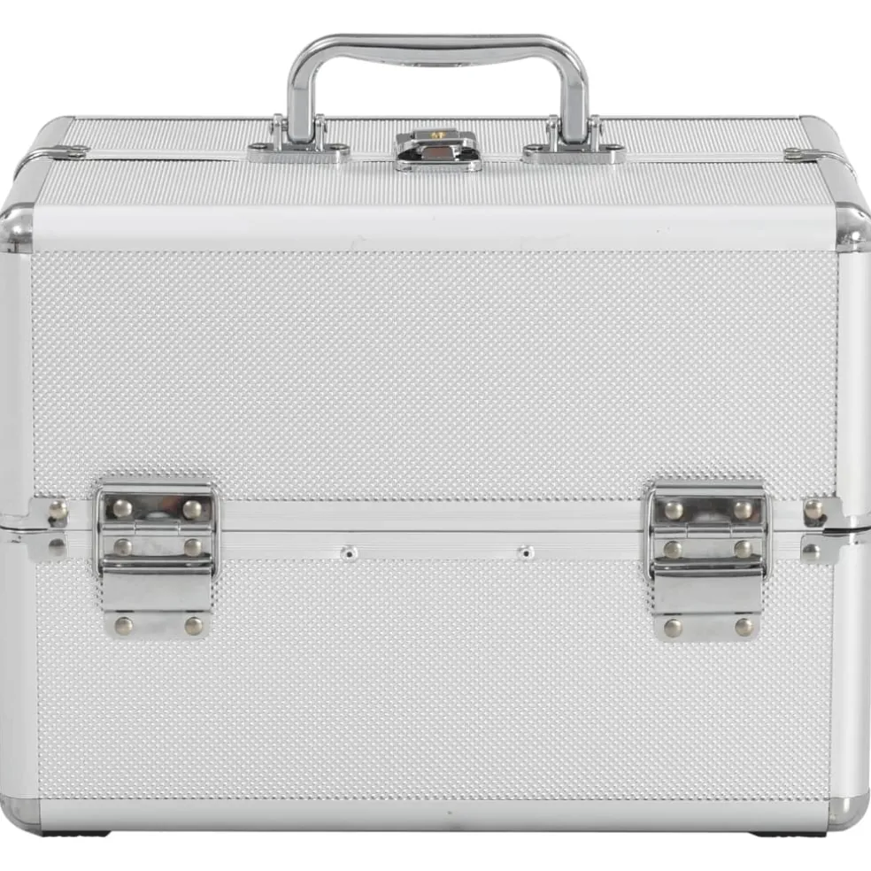 vidaXL Make-up koffer 22x30x21 cm aluminium zilverkleurig