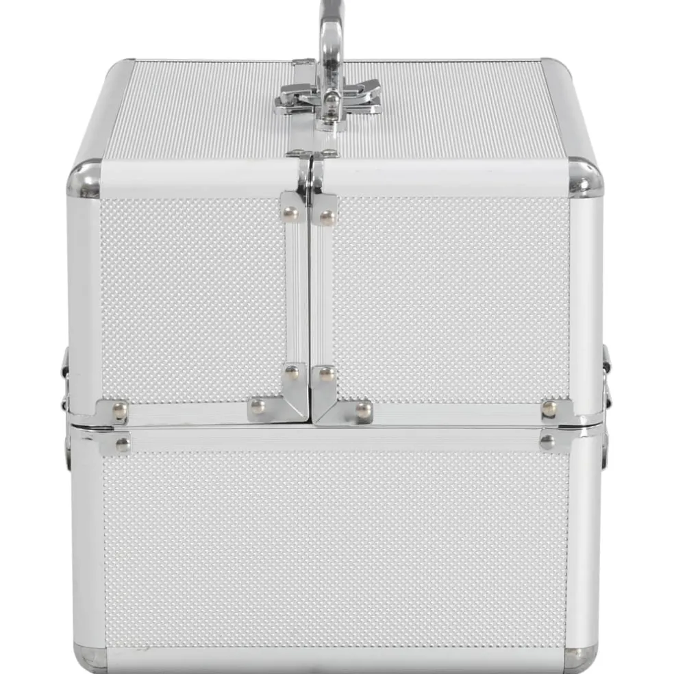 vidaXL Make-up koffer 22x30x21 cm aluminium zilverkleurig