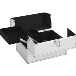 vidaXL Make-up koffer 22x30x21 cm aluminium zilverkleurig