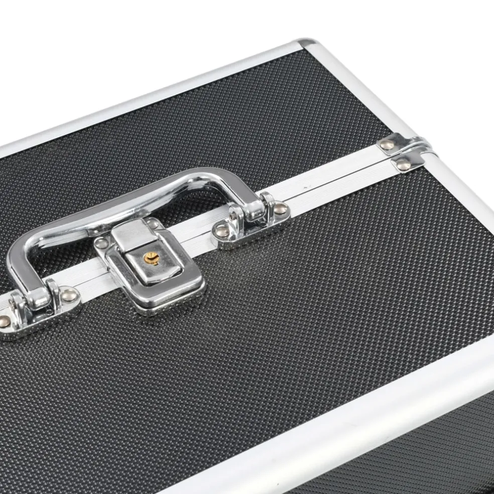 vidaXL Make-up koffer 22x30x21 cm aluminium zwart